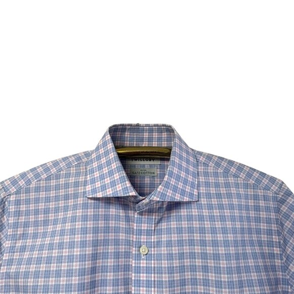 Twillory Non Iron Blue Plaid Safe Cotton Tailored Fit Dress Shirt - Picture 5 of 10